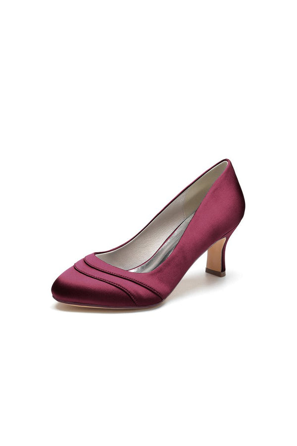 Elegant Royal Blue Satin Heels with Short Stiletto Heel - KissProm