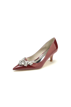 Black Elegant Low - Heel Shoes with Crystal Embellishment - KissProm