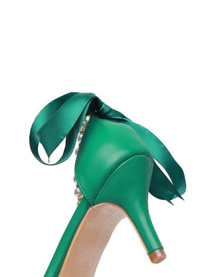 Matte Soft PU Leather Pointed Toe High Heels - KissProm
