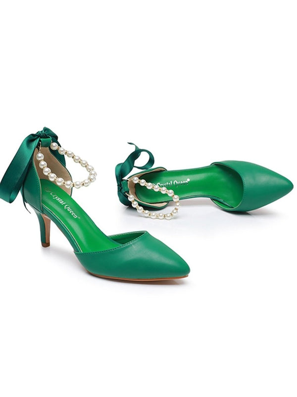 Matte Soft PU Leather Pointed Toe High Heels - KissProm