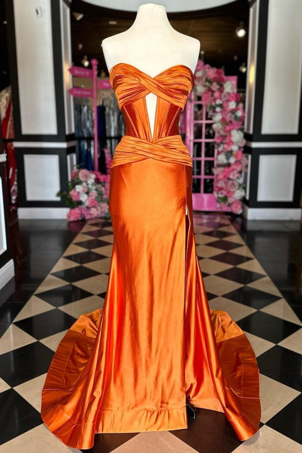 Sweetheart Satin Mermaid Long Prom Dress – Prom Dress by KissProm | Available at KissProm