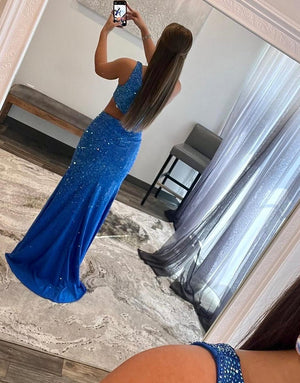 Toni | One Shoulder Royal Blue Prom Dress with Split - KissProm