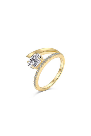 18k Gold Plated Radiant Oval Cut Gemstone Jewelry Ring