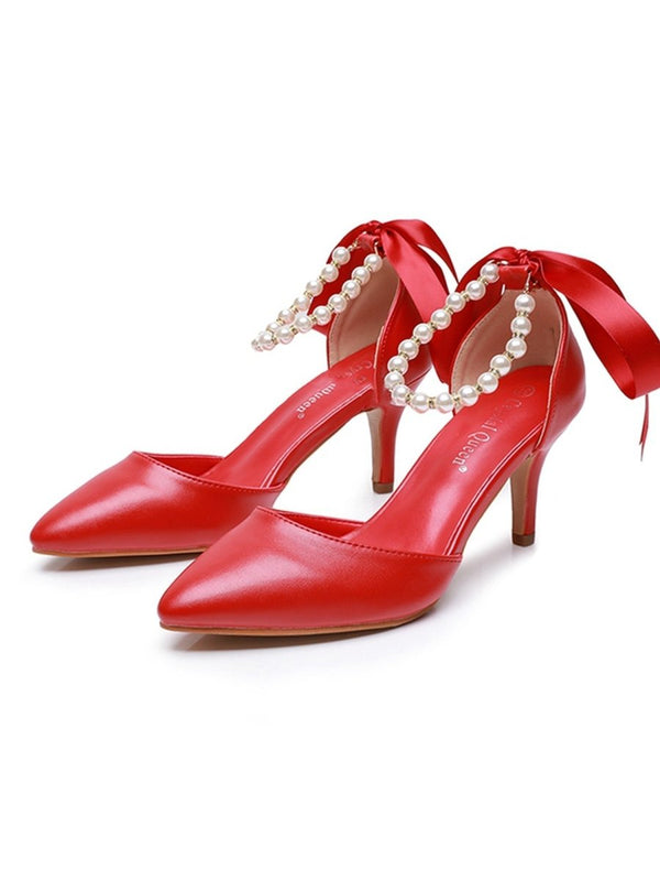 Matte Soft PU Leather Pointed Toe High Heels - KissProm