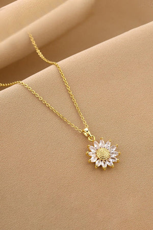 Sunflower Pendant Zircon Necklace - KissProm