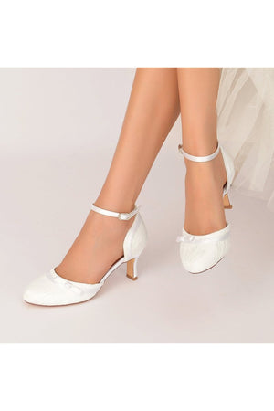 Chic White Lace Pointed - Toe Heels with Silver Heel - KissProm