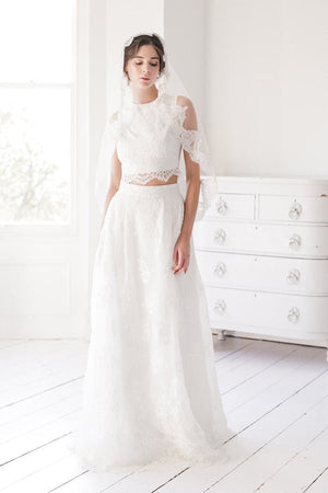 Vintage Tulle With Lace Handmade Appliques Wedding Veils - KissProm