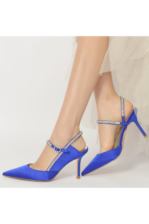 Pointed Toe Stiletto Heel with Crystal Strap - KissProm