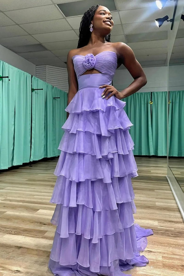 A-Line Sweetheart Layered Chiffon Sleeveless Formal Prom Dress – Prom Dresses by KissProm | Available at KissProm