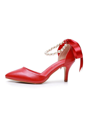 Matte Soft PU Leather Pointed Toe High Heels - KissProm