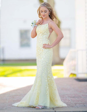 Lucille |Mermaid Spaghetti Straps Lace Prom Dress