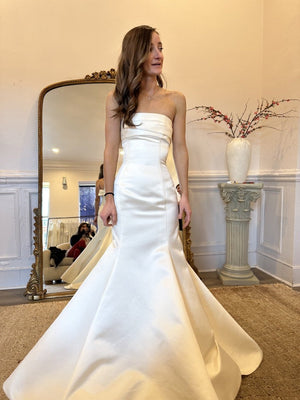 Elegant Mermaid Strapless Satin Sleeveless Wedding Dresses – Wedding Dresses by KissProm | Available at KissProm