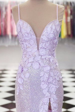 Mermaid V Neck Sequins Prom Dress with Slit – Prom Dress by KissProm | Available at KissProm
