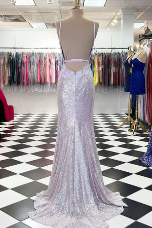 Mermaid V Neck Sequins Prom Dress with Slit – Prom Dress by KissProm | Available at KissProm