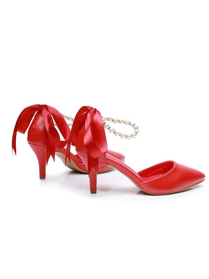 Matte Soft PU Leather Pointed Toe High Heels - KissProm