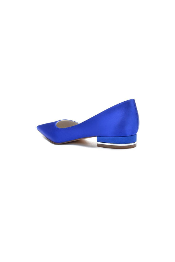 Simple Satin Pointed Toe Kitten Heels - KissProm