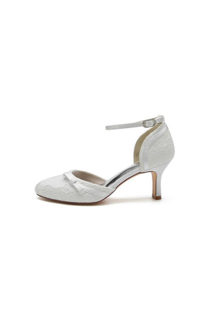 Chic White Lace Pointed - Toe Heels with Silver Heel - KissProm