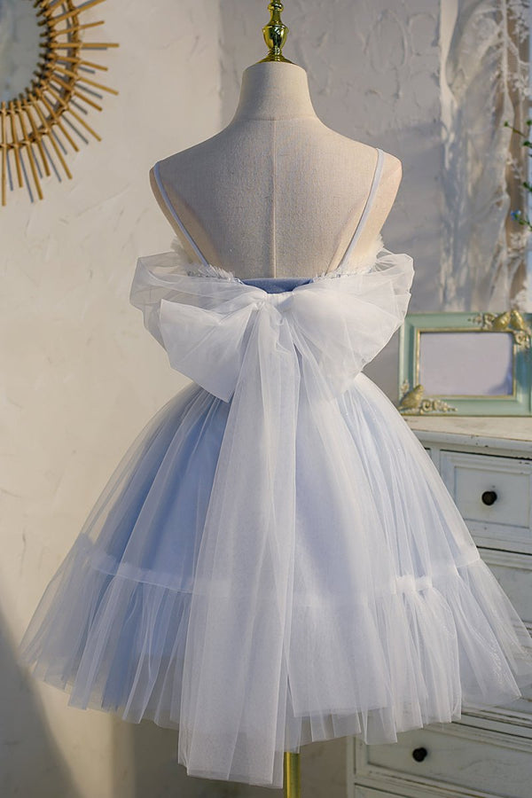 Rosa | Spaghetti Straps Tulle Lace Appliques  Short Prom Dresses With Bow
