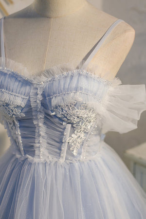 Rosa | Spaghetti Straps Tulle Lace Appliques  Short Prom Dresses With Bow