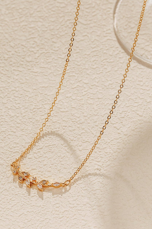 Leaf Pendant Zircon Necklace - KissProm