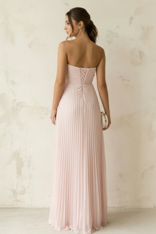 A Line Light Pink Sweetheart Chiffon Long Prom Dress – Prom Dresses by KissProm | Available at KissProm