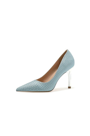 Wedding Shoes Microfiber Leather Close - Toe Stiletto Heel With Sequins - KissProm