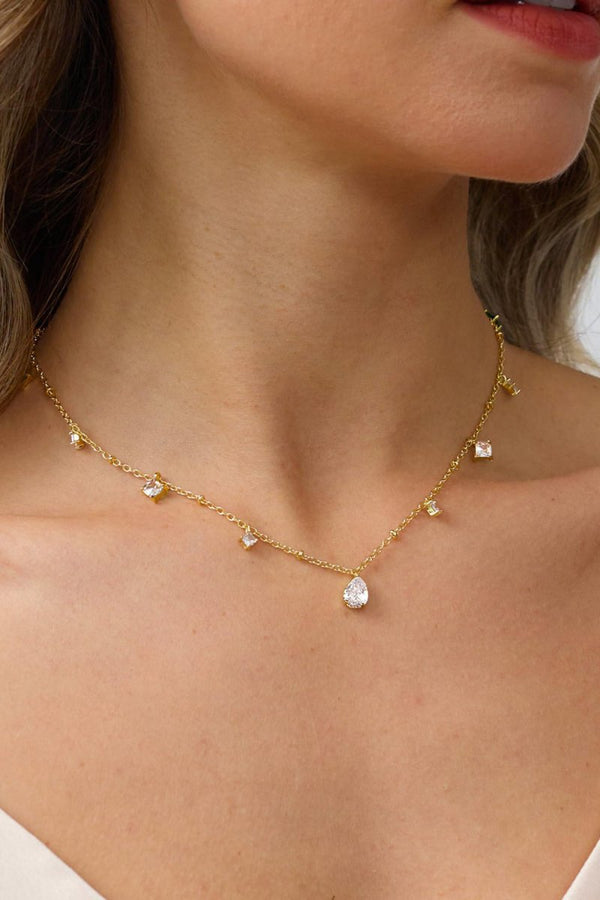 Teardrop Zircon Tassel Necklace