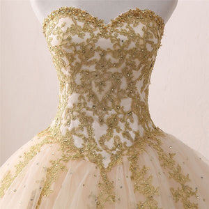 Quinceanera Dress Ivory Ball Gown Sweetheart Strapless Sleeveless Appliques Beading Prom Dresses