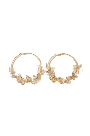 Butterfly Hoop Earrings Gold - KissProm