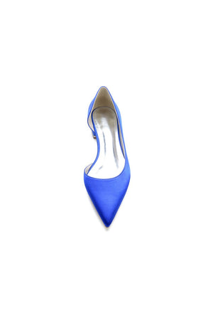 Simple Satin Pointed Toe Kitten Heels - KissProm