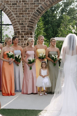 Sheath Strapless Colorful Silk Satin Long Bridesmaid Dresses – Bridesmaid Dresses by KissProm | Available at KissProm