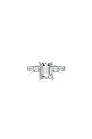 4 Carat Rectangle Sapphire Engagement Ring - KissProm