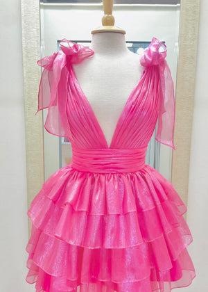 Joleen | Trendy A-Line Tiered Homecoming Dress with Bow