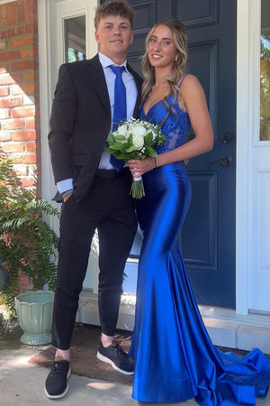 Sage Green Spaghetti Strap Backless Trumpet Long Gown - KissProm