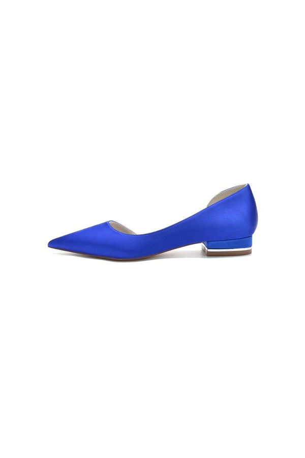 Simple Satin Pointed Toe Kitten Heels - KissProm