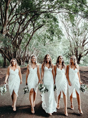 Cheap Sheath Bridesmaid Dresses Chiffon Short Gowns - KissProm