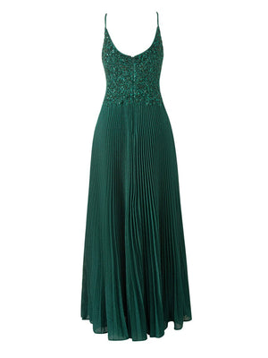 Elizabeth | Rose Pink A - line Floor Length Glitter Jersey Prom Dress with Appliques and Sequins - KissProm