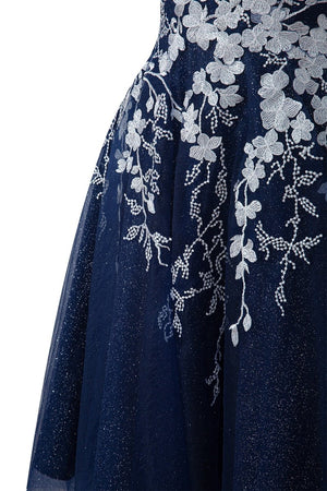 Bella | Aline Short Glitter Tulle Homecoming Dress with Appliques