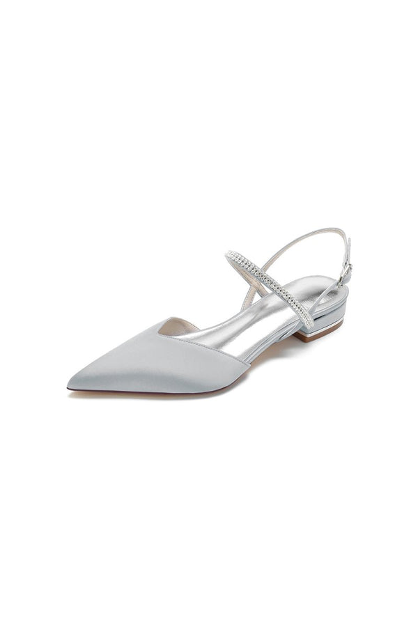 Diamond Pointed Toe Buckle Kitten Heels - KissProm