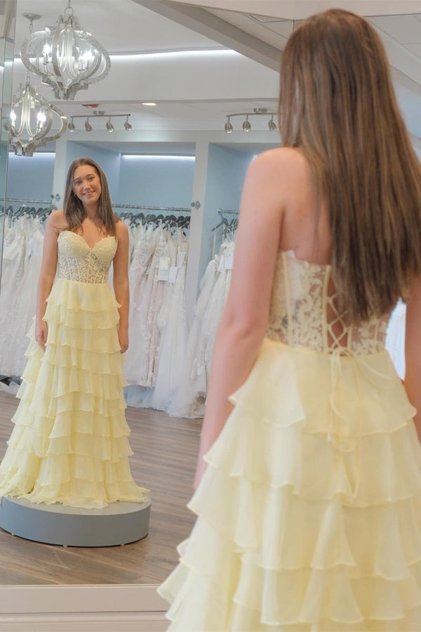 Royal Blue Chiffon Sweetheart Ruffle Tiered Long Prom Dress – Prom Dress by Kissprom | Available at KissProm