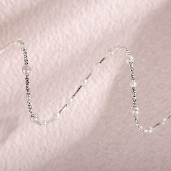Multi Layered Stretch Wrap Silver Bracelets with Rhinestone - KissProm