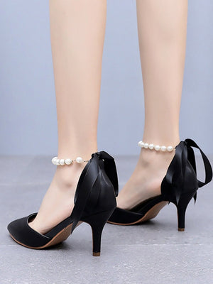 Matte Soft PU Leather Pointed Toe High Heels - KissProm