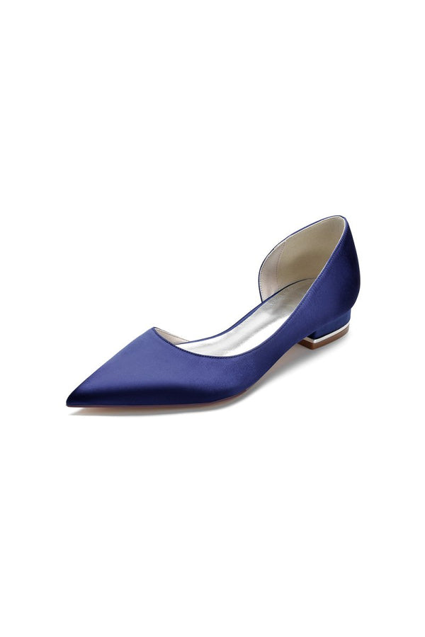 Simple Satin Pointed Toe Kitten Heels - KissProm