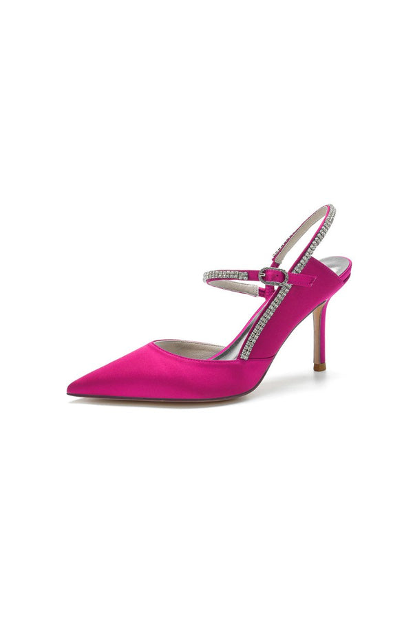 Pointed Toe Stiletto Heel with Crystal Strap - KissProm