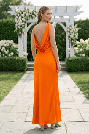 Charming Sheath V Neck Silk Saitn Bridesmaid Dresses - KissProm