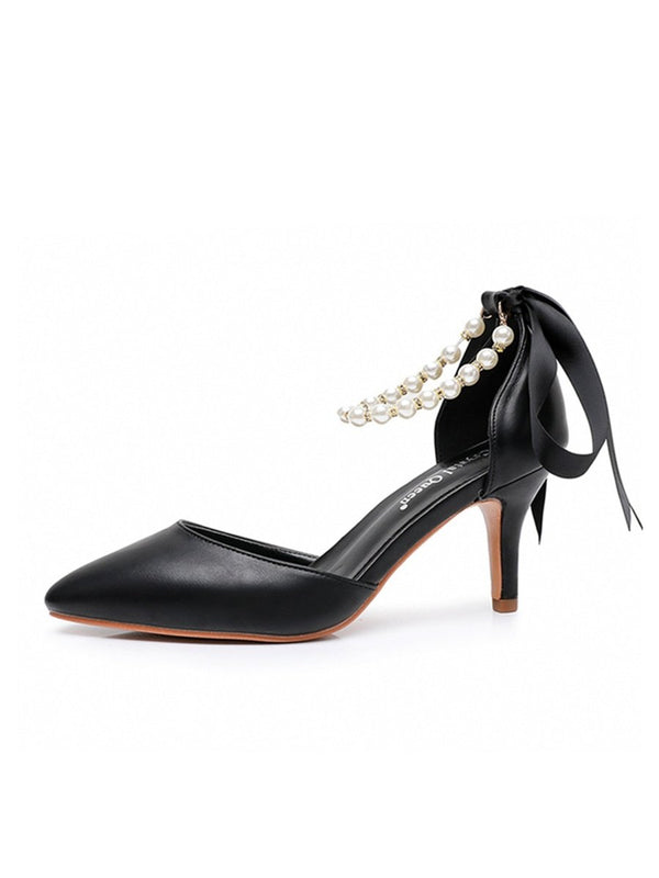 Matte Soft PU Leather Pointed Toe High Heels - KissProm