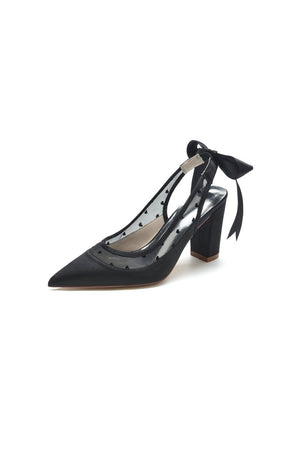 White Hybrid Pump with Transparent Mesh and Silver Heel Accent - KissProm