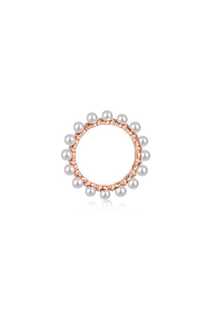 925 Sterling Silver Full Pearl 5A Cubic Zirconia Crown Shaped Ring - KissProm