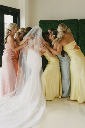 Sheath Strapless Colorful Silk Satin Long Bridesmaid Dresses – Bridesmaid Dresses by KissProm | Available at KissProm