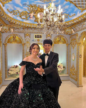 Quinceanera Dress Black Ball Gown Quinceanera Dresses Off Shoulder